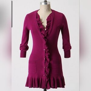 *Anthropologie* Spilling Ruffles Cotton Cardigan by Tabitha, size XS.